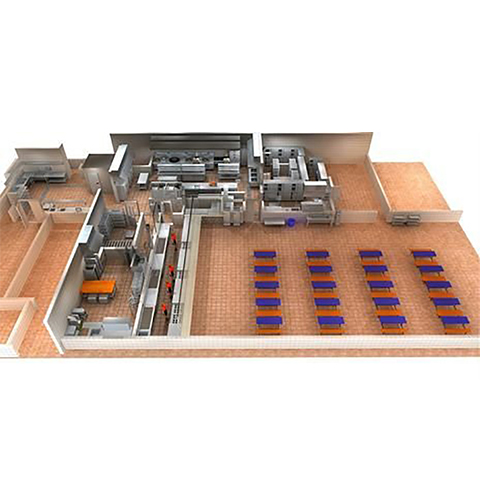 超清3D單位食堂廚房設備效果圖